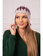 Dámska čiapka Nikol K405 biela+tmavo fialová+béžová