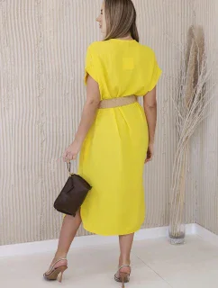 Šaty s ozdobným opaskom žlté
