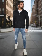 Pánska mikina s golierom čierna FashionStreet BX5885