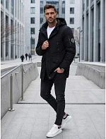 Pánska zimná bunda s odnímateľnou kapucňou, čierna, FashionStreet TX5105 Pánska zimná bunda s odnímateľnou kapucňou, čierna, FashionStreet TX5105