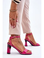 Lakierowane Sandały Na Obcasie Fuksja Owen