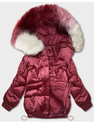 Krátka bunda oversize bordová (H-1109-25) Krátka bunda oversize bordová (H-1109-25)