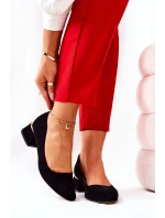 Zamszowe Czółenka Lewski 3118 Czarne