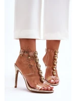 Wysokie Sandałki Szpilki D&A MR-16 Złote