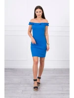 Nevädze modré volánikové šaty s pruhmi