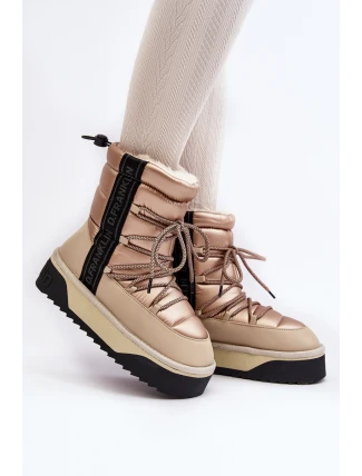 Śniegowce Damskie Na Grubej Podeszwie Wegańskie D.Franklin DFSH371006 Beżowe