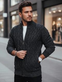Pánsky sveter bez zipsu tmavosivý FashionStreet WX2252z