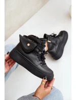 Wysokie Sneakersy Z Saszetką Na Platformie Czarne Saramis