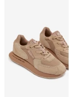 Skórzane Sneakersy Męskie Big Star OO174298 Hi-Poly System Beżowe