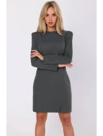 M755 Šaty s modelujúcim prešívaním - khaki farba