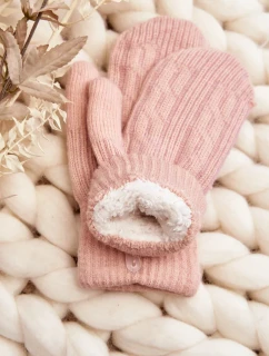 Teplé dámské rukavice na jeden prst, růžové