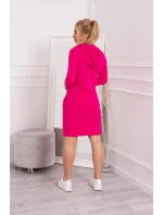 Šaty s kapucňou a vreckami fuchsiovej farby