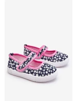 Dziecięce Baleriny Na Rzep W Print Granatowo-Różowe Selah