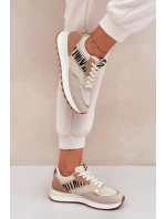 Buty Sportowe Damskie Na Platformie Zebra Beżowe Davinara