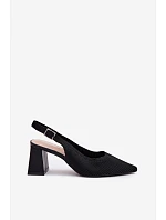 Materiálové Sandály na Podpatku Černé Elissea