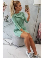 Šaty s kapucňou a vreckami tmavá mentolová