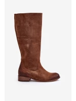 Dámske semišové čižmy do polovice lýtok na zips Lewski 3616 Brown Dámske semišové čižmy do polovice lýtok na zips Lewski 3616 Brown