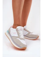 Zamszowe Sneakersy Damskie Big Star RR274A047 HI-POLY SYSTEM Beżowo-Białe