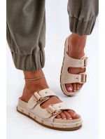 Dámske papuče na platforme Big Star Beige