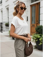 Dámska oversize blúzka z viskózy s krátkymi rukávmi, biela, FashionStreet RY2926 Dámska oversize blúzka z viskózy s krátkymi rukávmi, biela, FashionStreet RY2926