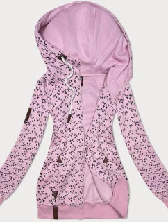 Športová mikina s kapucňou s lastovičkami ružová (2309)