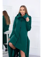Zateplené šaty s dlhšími bokmi tmavo zelené