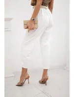 Letné nohavice Punto so zapínaním na nohaviciach ecru