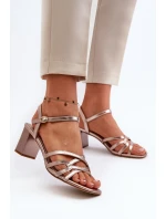 Sandały Damskie Na Słupku Sergio Leone SK065 Złote