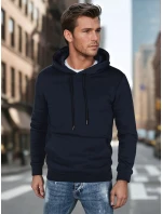Pánska základná mikina s kapucňou tmavomodrá FashionStreet BX5884