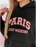 Dámska nadrozmerná mikina PARISSIA black FashionStreet BY1453 Dámska nadrozmerná mikina PARISSIA black FashionStreet BY1453