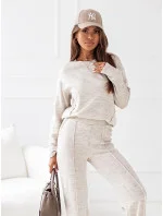 Béžový pletený set - blúzka a nohavice (VE74)