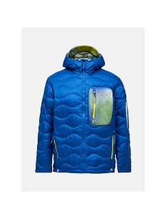Pánska péřová bunda PEAK PERFORMANCE M Helium Aop Utility Down Hood, modrá farba