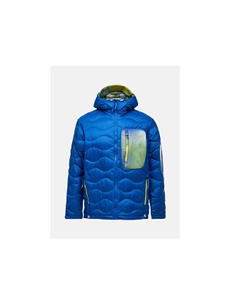 Pánska péřová bunda PEAK PERFORMANCE M Helium Aop Utility Down Hood, modrá farba Pánska péřová bunda PEAK PERFORMANCE M Helium Aop Utility Down Hood, modrá farba