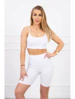 Súprava s nohavicami s vysokým pásom biela