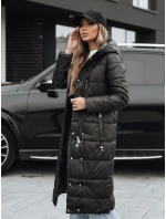 Dámska zimná dlhá prešívaná bunda s kapucňou čierna FashionStreet TY5482