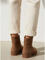 Dámske semišové ažurové čižmy coffee FashionStreet ZY1345