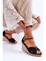 Sandały Damskie Na Koturnie Czarne Daphne