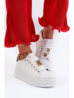 Sneakersy Damskie Na Platformie Z Misiem Białe Moanda