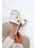 Klapki Damskie Na Płaskim Obcasie Z Kokardą Białe Sallariela