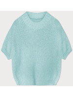 Dámsky voľný sveter s krátkymi rukávmi v mätovej farbe (760ART)