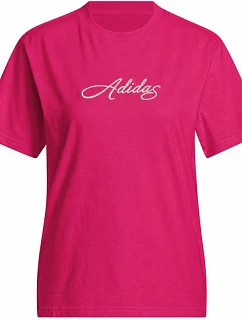 Dámske grafické tričko adidas Cursive Wordmark fuchsia KT2611