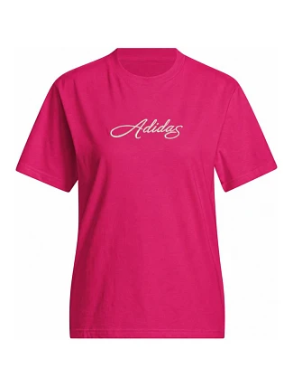 Dámske grafické tričko adidas Cursive Wordmark fuchsia KT2611