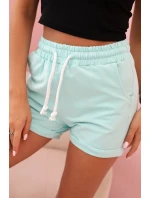 Dámske bavlnené šortky s elastickým pásom mentolové Dámske bavlnené šortky s elastickým pásom mentolové