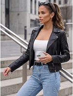 Dámska bunda v štýle Ramones z ekologickej kože, čierna, FashionStreet TY5718 Dámska bunda v štýle Ramones z ekologickej kože, čierna, FashionStreet TY5718