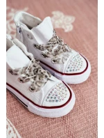 Dziecięce Trampki Z Cyrkoniami Białe Smile