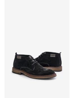 Zamszowe Botki Męskie Sznurowane Big Star OO174146 Czarne