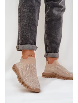 Wsuwane Buty Sportowe Damskie Ze Zdobieniem D&A TW121 Beżowe