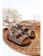 Detské sandále na korkovej platforme, zapínanie na suchý zips, sivé Rorria Detské sandále na korkovej platforme, zapínanie na suchý zips, sivé Rorria