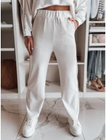 Dámske široké rebrované tepláky LUXEEN ecru FashionStreet UY2521 Dámske široké rebrované tepláky LUXEEN ecru FashionStreet UY2521
