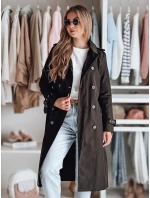 Dámsky dlhý kabát s opaskom SLIMFOTA black FashionStreet NY0747